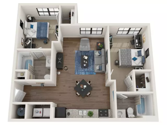 2 BR / 2 BA-2.1 Floor plan layout