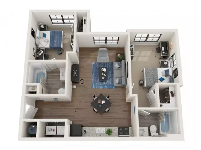 2 BR / 2 BA-2.2 Floor plan layout