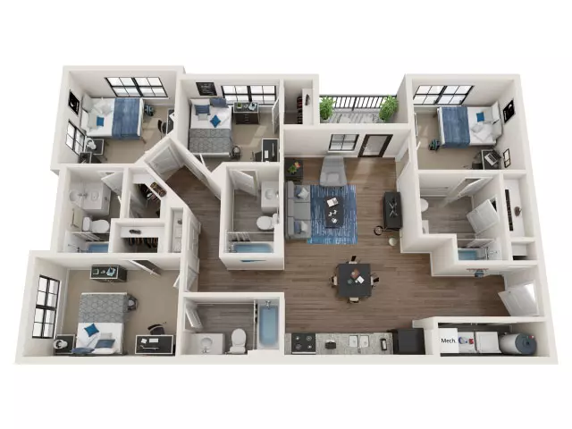 4 BR / 4 BA-4.1 Floor plan layout